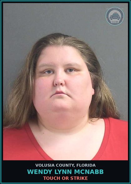 CCW arrest card for WENDY LYNN MCNABB in Volusia County: TOUCH OR STRIKE