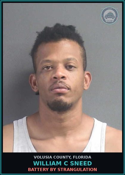 CCW arrest card for WILLIAM C SNEED in Volusia County: BATTERY BY STRANGULATION