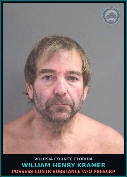 CCW arrest card for WILLIAM HENRY KRAMER in Volusia County: POSSESS CONTR SUBSTANCE W/O PRESCRP