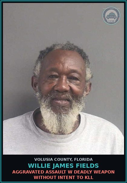 CCW arrest card for WILLIE JAMES FIELDS in Volusia County: AGGRAVATED ASSAULT W DEADLY WEAPON WITHOUT INTENT TO KLL