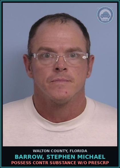 CCW arrest card for BARROW, STEPHEN MICHAEL in Walton County: Possess contr substance W/O Prescription
