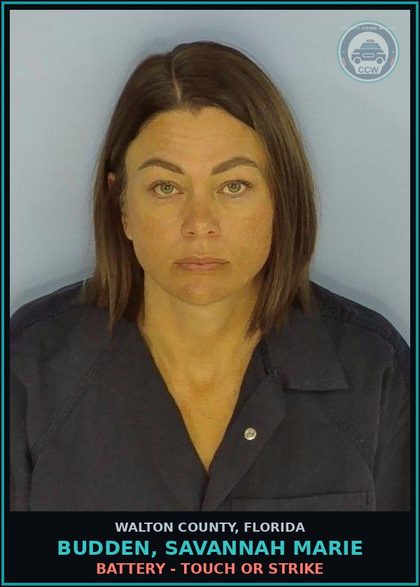 CCW arrest card for BUDDEN, SAVANNAH MARIE in Walton County: Battery - Touch or Strike