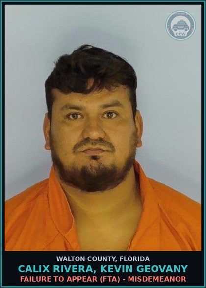 CCW arrest card for CALIX RIVERA, KEVIN GEOVANY in Walton County: Failure To Appear (FTA) - Misdemeanor