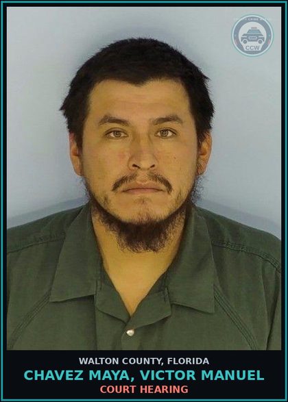 CCW arrest card for CHAVEZ MAYA, VICTOR MANUEL in Walton County: Court Hearing