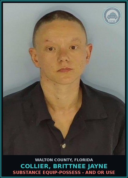 CCW arrest card for COLLIER, BRITTNEE JAYNE in Walton County: Drug Equip-Possess - And Or Use