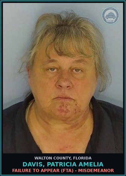 CCW arrest card for DAVIS, PATRICIA AMELIA in Walton County: Failure To Appear (FTA) - Misdemeanor