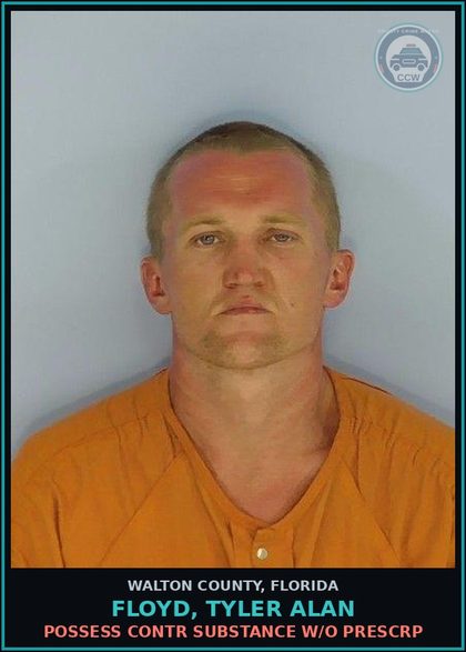 CCW arrest card for FLOYD, TYLER ALAN in Walton County: Possess contr substance W/O Prescription