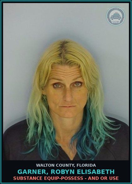CCW arrest card for GARNER, ROBYN ELISABETH in Walton County: Drug Equip-Possess - And Or Use
