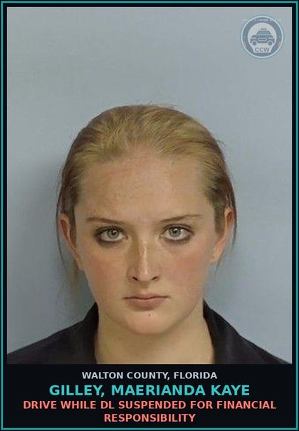 CCW arrest card for GILLEY, MAERIANDA KAYE in Walton County: Drive While DL Suspended For Financial Responsibility