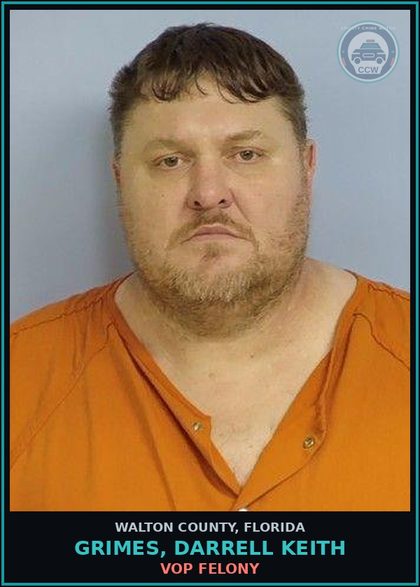 CCW arrest card for GRIMES, DARRELL KEITH in Walton County: VOP Felony