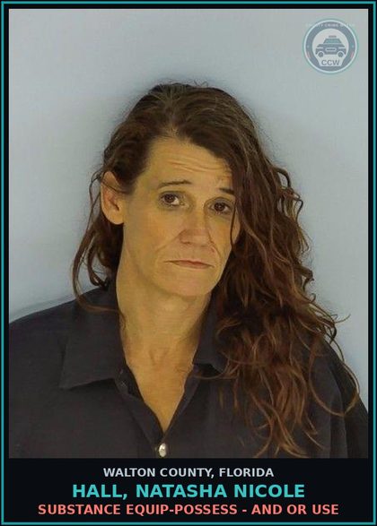 CCW arrest card for HALL, NATASHA NICOLE in Walton County: Drug Equip-Possess - And Or Use