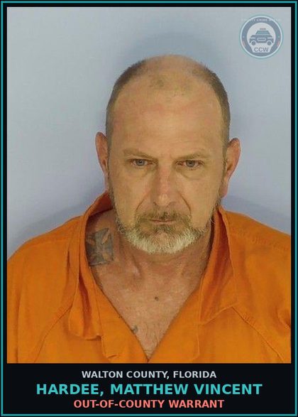 CCW arrest card for HARDEE, MATTHEW VINCENT in Walton County: OUT-OF-COUNTY WARRANT