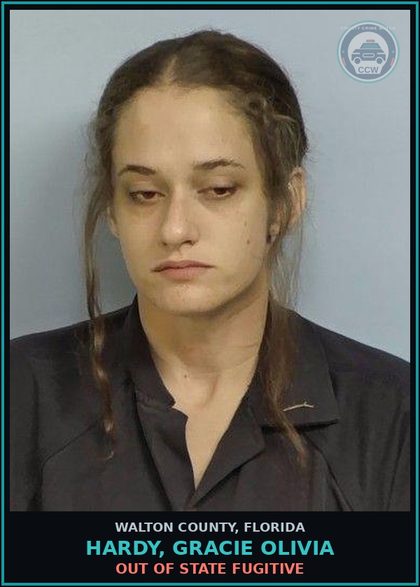 CCW arrest card for HARDY, GRACIE OLIVIA in Walton County: Out Of State Fugitive