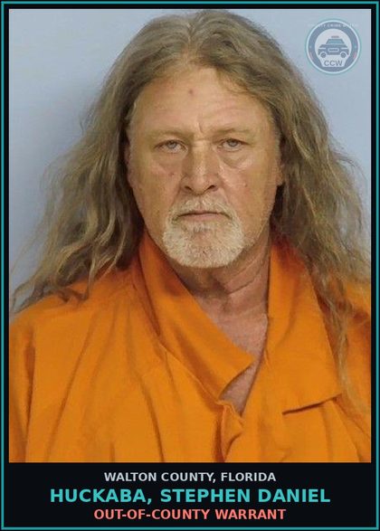 CCW arrest card for HUCKABA, STEPHEN DANIEL in Walton County: OUT-OF-COUNTY WARRANT