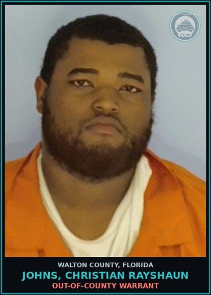 CCW arrest card for JOHNS, CHRISTIAN RAYSHAUN in Walton County: OUT-OF-COUNTY WARRANT