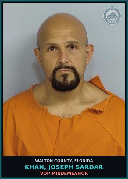 CCW arrest card for KHAN, JOSEPH SARDAR in Walton County: VOP Misdemeanor