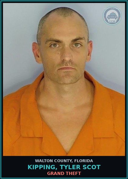 CCW arrest card for KIPPING, TYLER SCOT in Walton County: Grand Theft