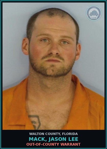 CCW arrest card for Mack, Jason Lee in Walton County: OUT-OF-COUNTY WARRANT