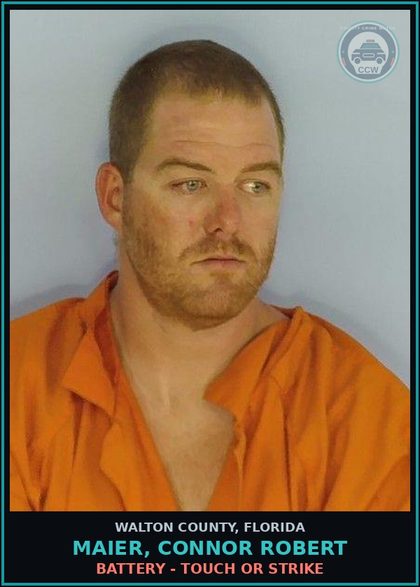 CCW arrest card for MAIER, CONNOR ROBERT in Walton County: Battery - Touch or Strike