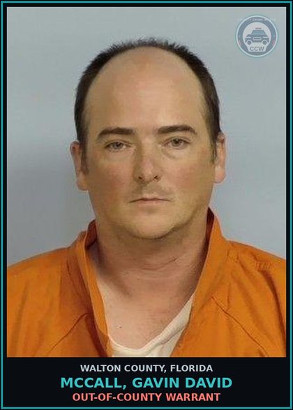 CCW arrest card for MCCALL, GAVIN DAVID in Walton County: OUT-OF-COUNTY WARRANT