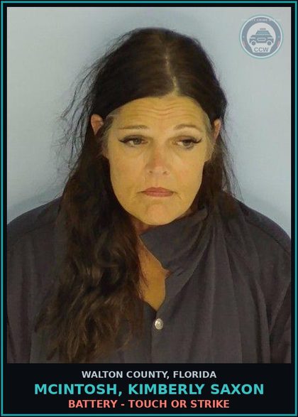 CCW arrest card for MCINTOSH, KIMBERLY SAXON in Walton County: Battery - Touch or Strike