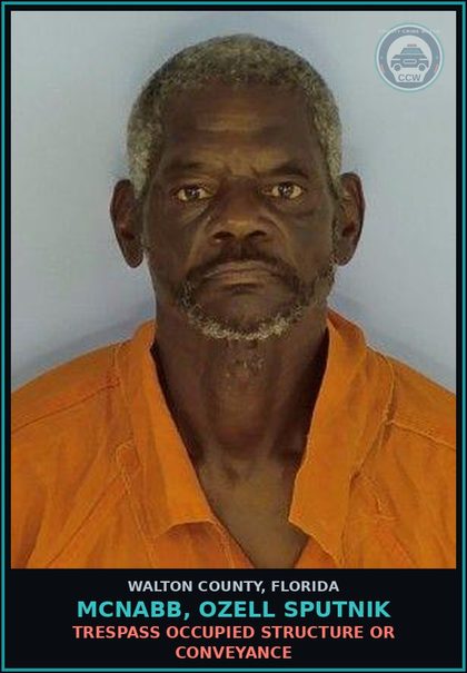 CCW arrest card for MCNABB, OZELL SPUTNIK in Walton County: Trespass Occupied Structure Or Conveyance