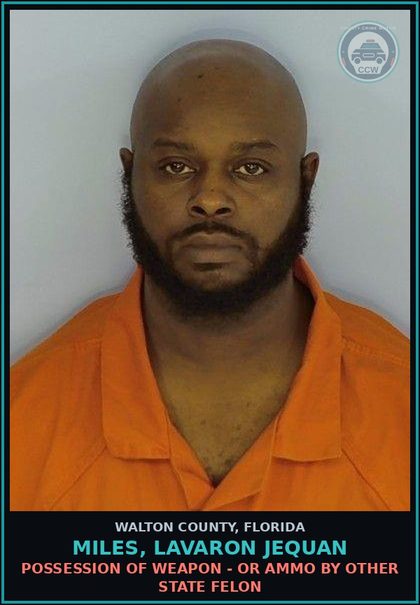 CCW arrest card for MILES, LAVARON JEQUAN in Walton County: DRIV WHILE LIC SUSPEND REVOCATION EQUIV STATUS