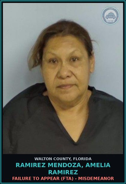 CCW arrest card for RAMIREZ MENDOZA, AMELIA RAMIREZ in Walton County: Failure To Appear (FTA) - Misdemeanor
