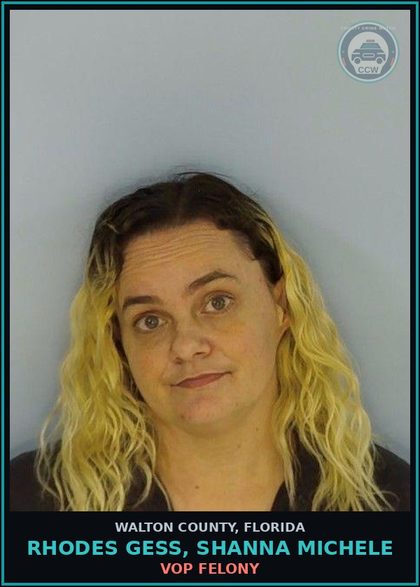 CCW arrest card for RHODES GESS, SHANNA MICHELE in Walton County: VOP Felony