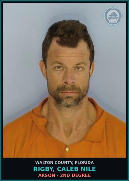 CCW arrest card for RIGBY, CALEB NILE in Walton County: Arson - 2nd Degree