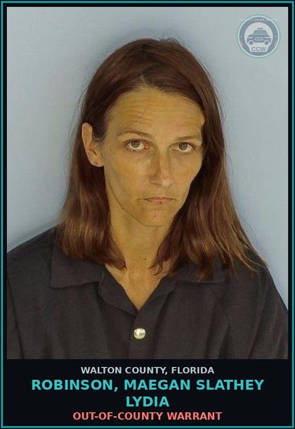 CCW arrest card for ROBINSON, MAEGAN SLATHEY LYDIA in Walton County: OUT-OF-COUNTY WARRANT