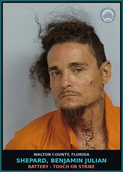 CCW arrest card for SHEPARD, BENJAMIN JULIAN in Walton County: Obstruct WO Violence