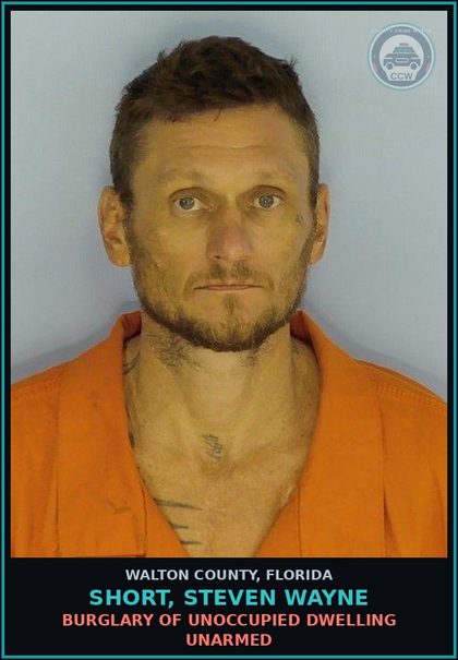 CCW arrest card for SHORT, STEVEN WAYNE in Walton County: Connect Utility Service WO Consent $300 - $5K