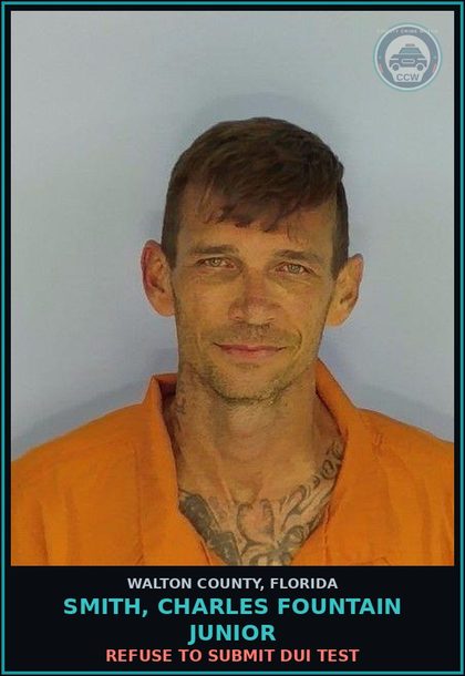 CCW arrest card for SMITH, CHARLES FOUNTAIN Junior in Walton County: Refuse To Submit DUI Test