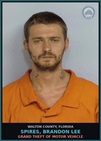 CCW arrest card for SPIRES, BRANDON LEE in Walton County: Drug Equip-Possess - And Or Use