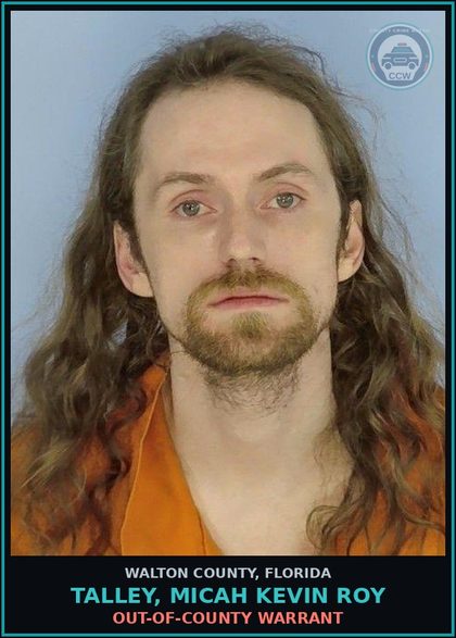 CCW arrest card for TALLEY, MICAH KEVIN ROY in Walton County: OUT-OF-COUNTY WARRANT