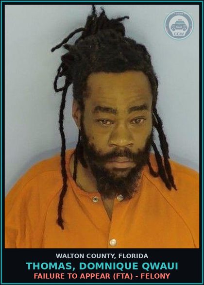 CCW arrest card for THOMAS, DOMNIQUE QWAUI in Walton County: Failure To Appear (FTA) - Felony