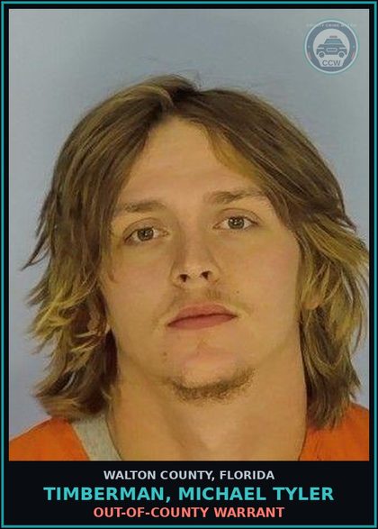 CCW arrest card for TIMBERMAN, MICHAEL TYLER in Walton County: OUT-OF-COUNTY WARRANT
