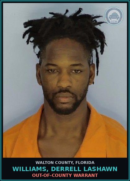 CCW arrest card for WILLIAMS, DERRELL LASHAWN in Walton County: OUT-OF-COUNTY WARRANT