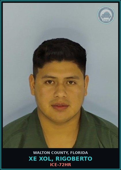 CCW arrest card for XE XOL, RIGOBERTO in Walton County: ICE-72HR