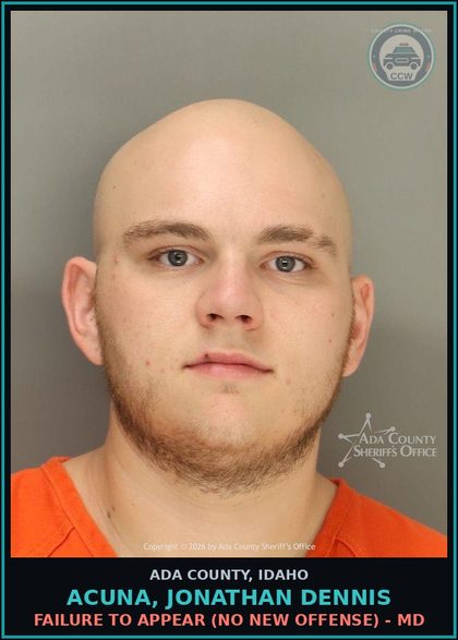 CCW arrest card for Acuna, Jonathan Dennis in Ada County: Failure to Appear (No New Offense) - MD