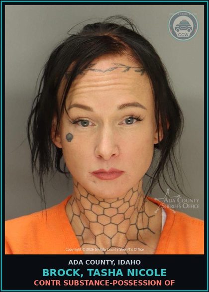 CCW arrest card for Brock, Tasha Nicole in Ada County: contr substance-Possession of