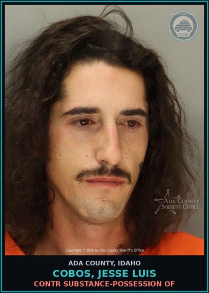 CCW arrest card for Cobos, Jesse Luis in Ada County: contr substance-Possession of