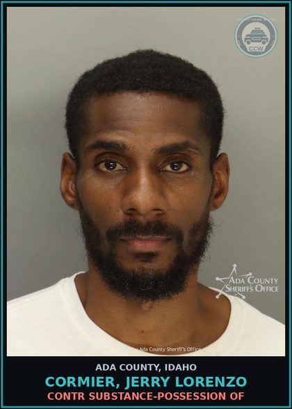 CCW arrest card for Cormier, Jerry Lorenzo in Ada County: contr substance-Possession of