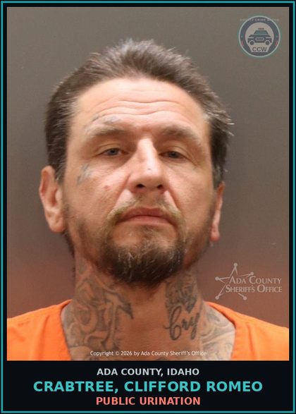 CCW arrest card for Crabtree, Clifford Romeo in Ada County: Public Urination