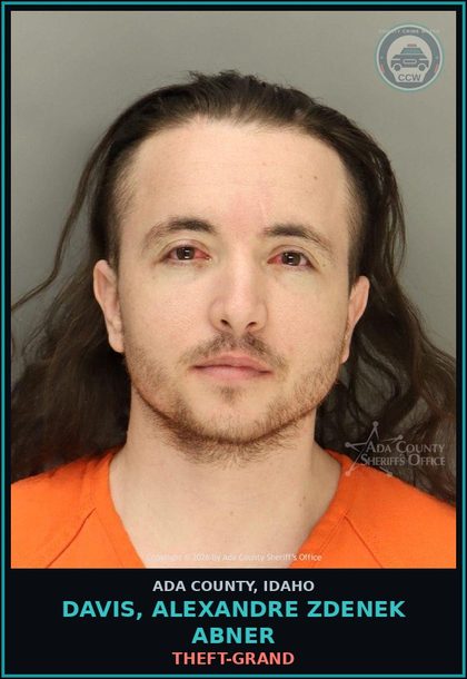 CCW arrest card for Davis, Alexandre Zdenek abner in Ada County: Theft-Grand