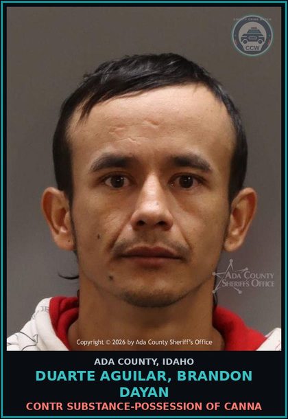CCW arrest card for Duarte aguilar, Brandon Dayan in Ada County: Driving Without Privileges