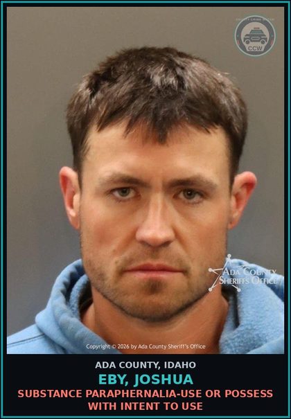 CCW arrest card for Eby, Joshua in Ada County: Drug Paraphernalia-Use or Possess With Intent to Use