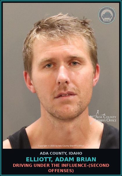 CCW arrest card for Elliott, Adam Brian in Ada County: Driving Under the Influence-(Second Offenses)