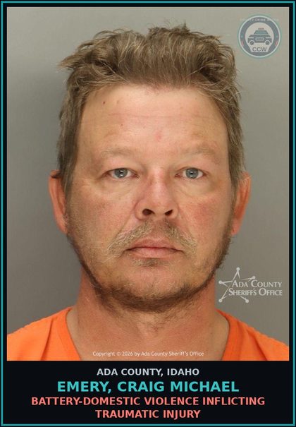 CCW arrest card for Emery, Craig Michael in Ada County: Battery-Domestic Violence Inflicting Traumatic Injury